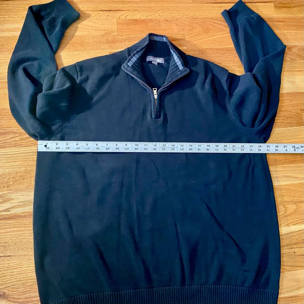 Merona Men's XL 100% Cotton Sweater Mock-neck with Zipper Black Ribbed Cozy
